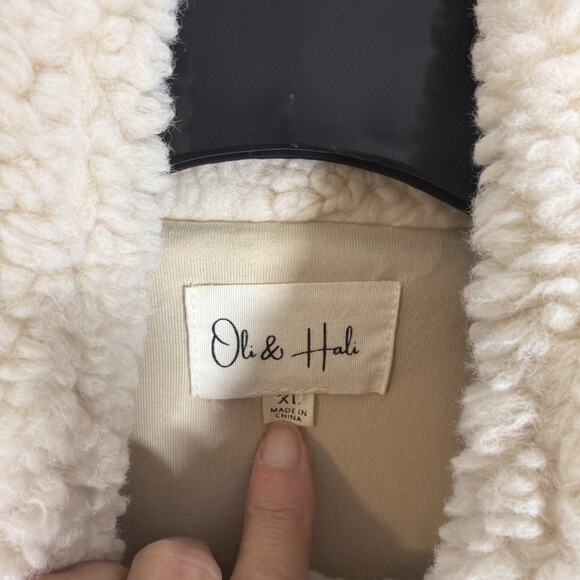 Oli & Hali Sherpa Polar Fleece Cropped Vest XL Fuzzy 1/4 Zip Outdoor Cream Ivory - Picture 2 of 9